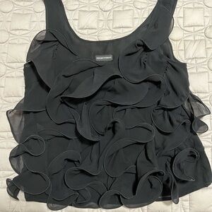 Emporio Armani Black Sleeveless Ruffled Tank Top